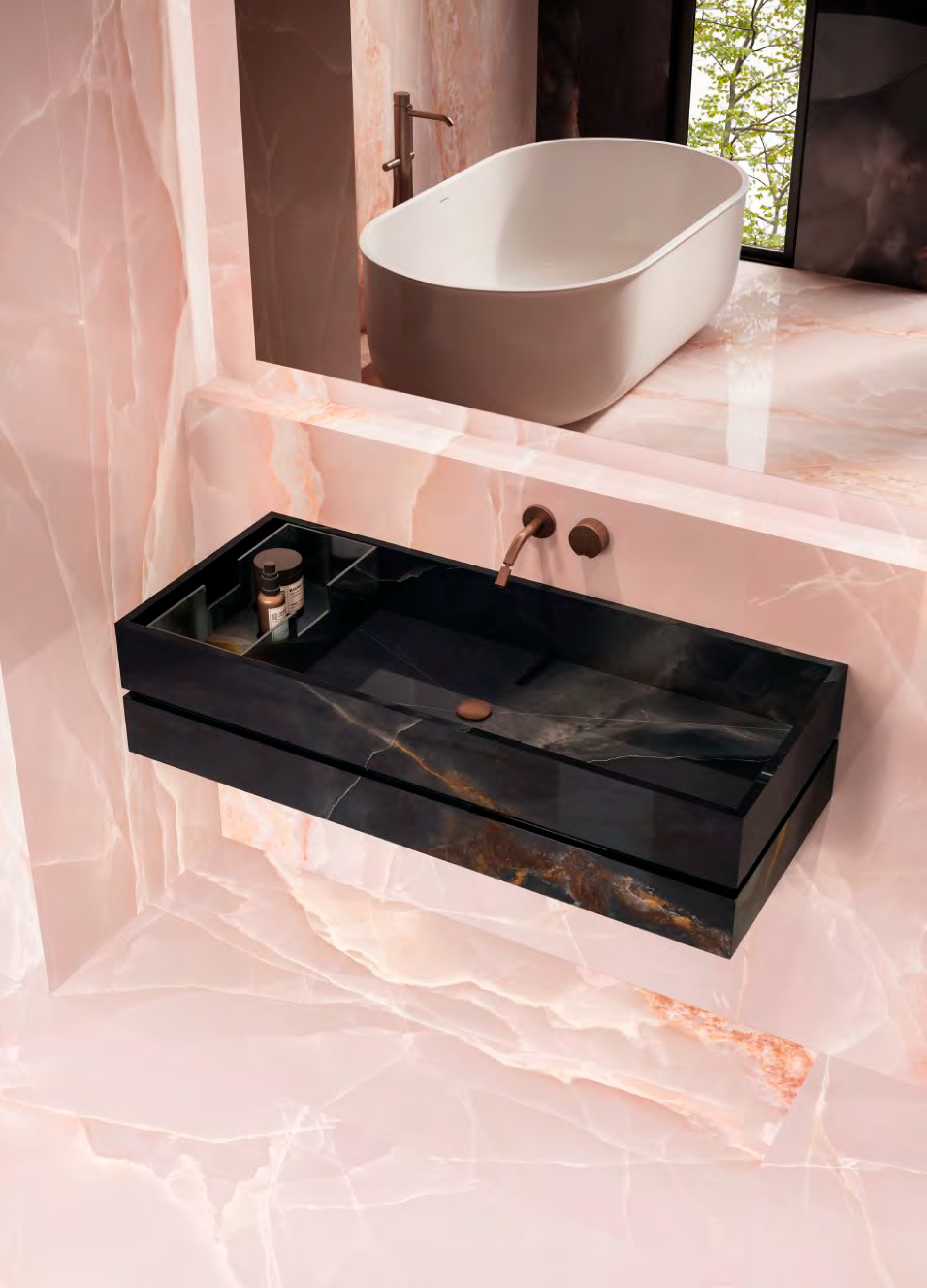Керамогранит Onyx Pink Lappato 90x90 6,5мм